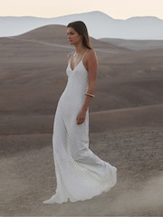 Reiss White/Gold Louisa Metallic Maxi Dress - Image 1 of 8
