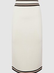 Reiss White/Pink Darla Knitted Colourblock Skirt - Image 2 of 6