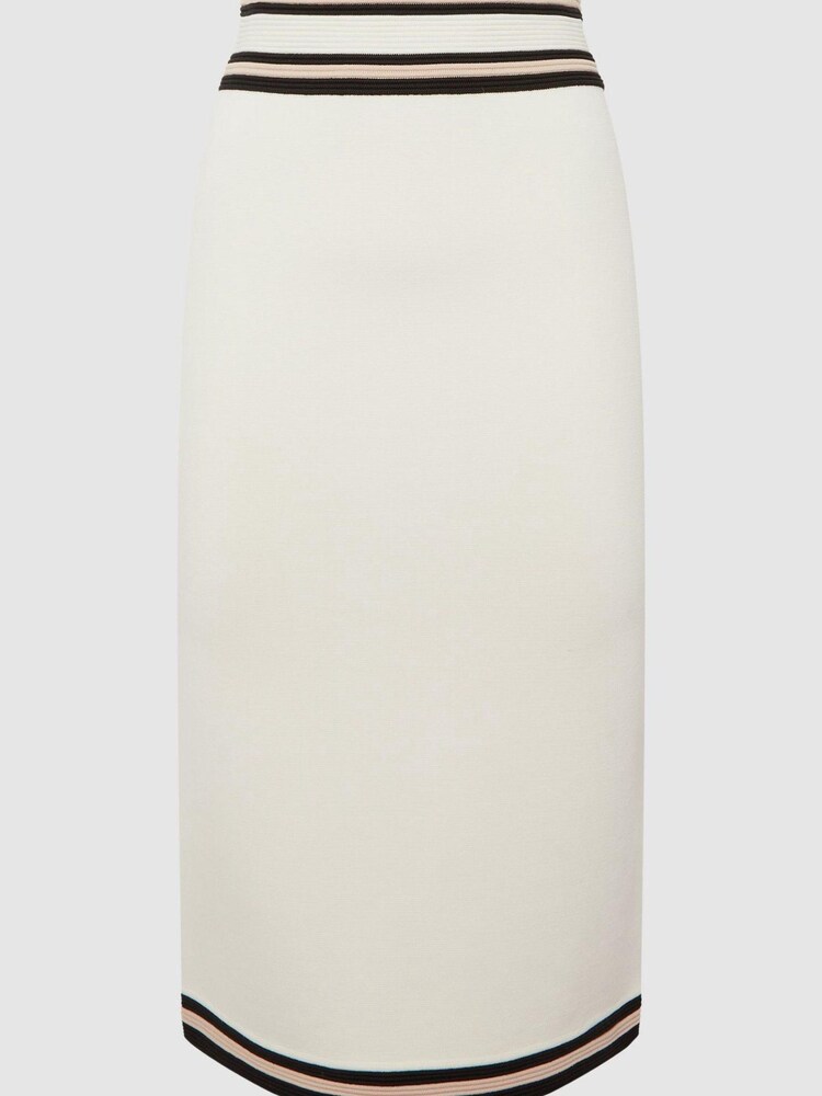 Reiss White/Pink Darla Knitted Colourblock Skirt - Image 2 of 6