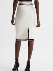 Reiss White/Pink Darla Knitted Colourblock Skirt - Image 5 of 6