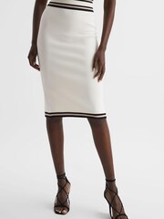Reiss White/Pink Darla Knitted Colourblock Skirt - Image 6 of 6