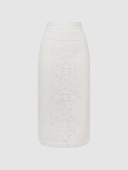 Reiss White Immi Lace Co-ord Pencil Skirt - Image 2 of 5