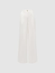 Reiss White Demi Linen Wide Leg Garment Dyed Trousers - Image 2 of 5