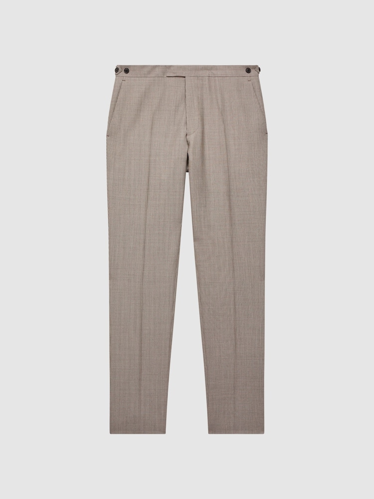 Reiss Brown Pew Slim Fit Wool Puppytooth Trousers - Image 2 of 5