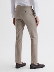 Reiss Brown Pew Slim Fit Wool Puppytooth Trousers - Image 5 of 5