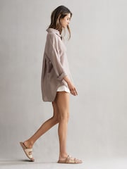 Reiss Stone Cleo Linen High Rise Drawstring Shorts - Image 5 of 5