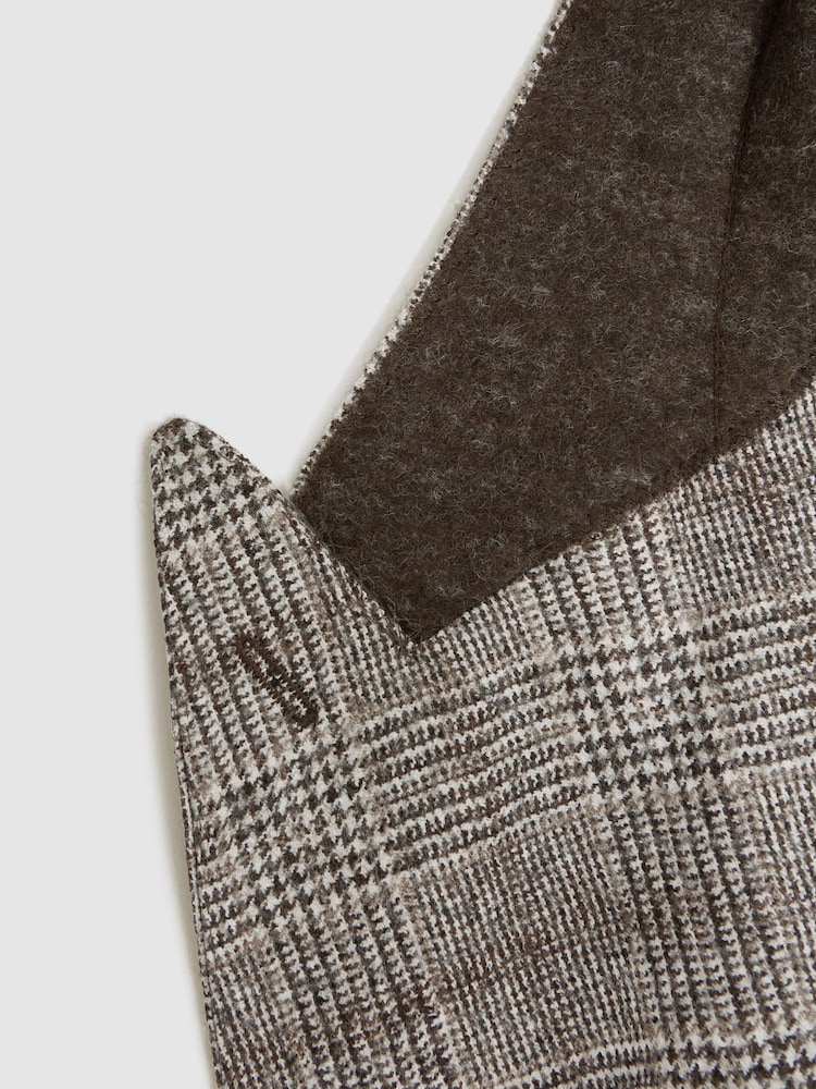 Reiss Brown Alfredo Slim Fit Double Breasted Prince Of Wales Check Blazer - Image 9 of 9 Reiss Brown Alfredo Slim Fit Double Breasted Prince Of Wales Check Blazer - Image 9 of 9