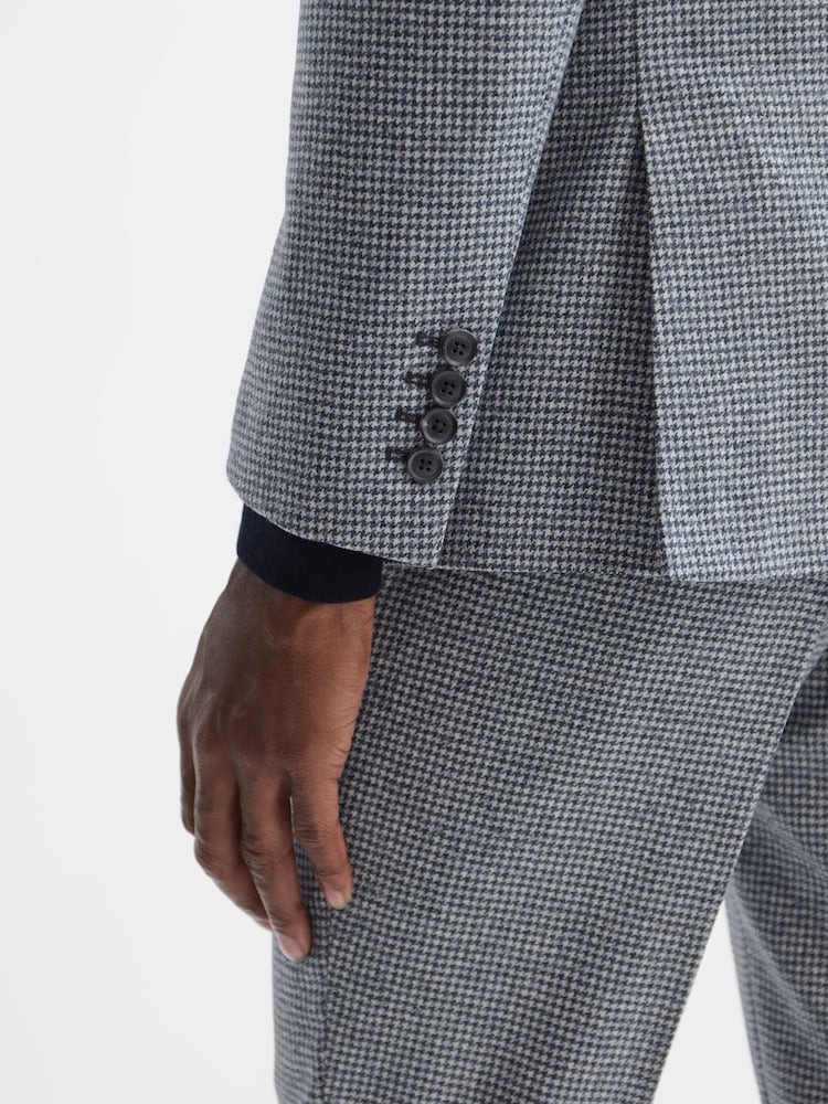 Reiss Blue Rogan Single Breasted Wool Slim Fit Blazer - Image 7 of 7