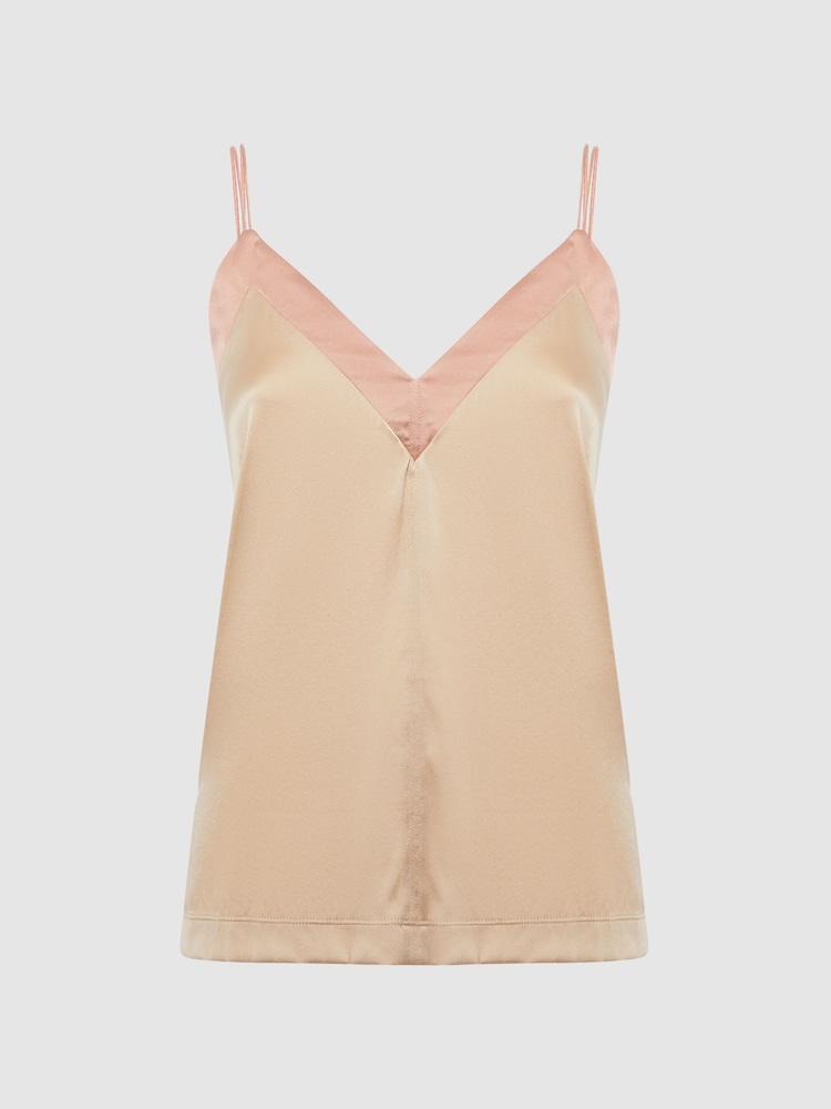 Reiss Pink/Nude Payton Silk Blend Colourblock Vest - Image 2 of 6