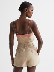 Reiss Pink/Nude Payton Silk Blend Colourblock Vest - Image 5 of 6