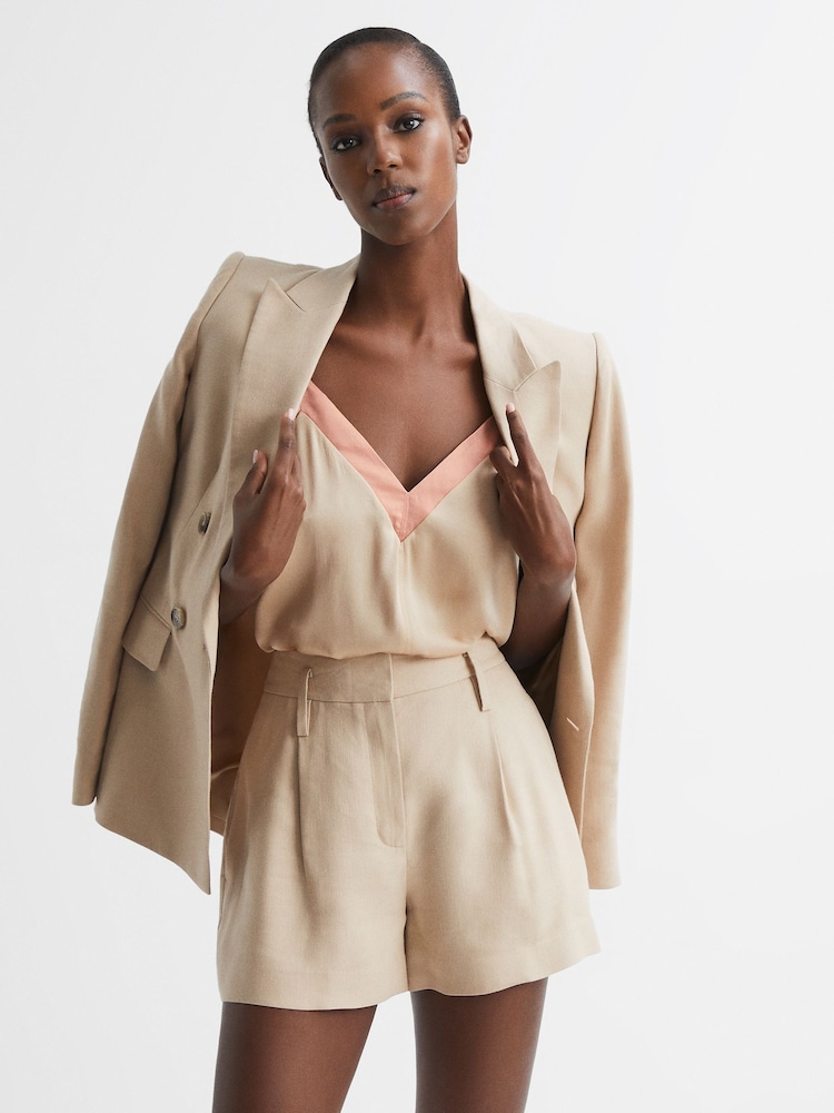 Reiss Pink/Nude Payton Silk Blend Colourblock Vest - Image 6 of 6