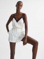 Reiss Ivory/Black Payton Silk Blend Colourblock Vest - Image 1 of 7