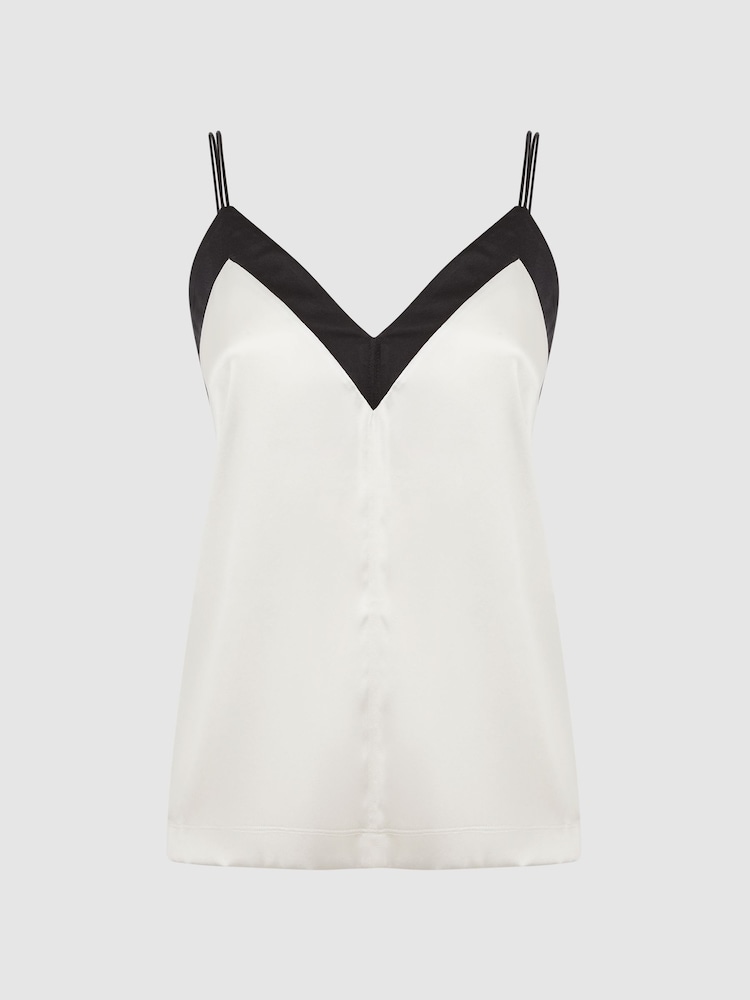 Reiss Ivory/Black Payton Silk Blend Colourblock Vest - Image 2 of 7