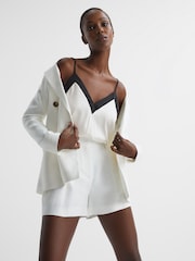 Reiss Ivory/Black Payton Silk Blend Colourblock Vest - Image 7 of 7