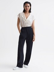 Reiss Cream Delia V-Neck Short Sleeve Top - Image 3 of 6
