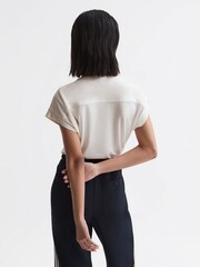 Reiss Cream Delia V-Neck Short Sleeve Top - Image 5 of 6
