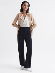 Reiss Cream Delia V-Neck Short Sleeve Top - Image 6 of 6