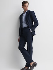 Reiss Blue/White Ruban Linen Button-Through Shirt - Image 3 of 5