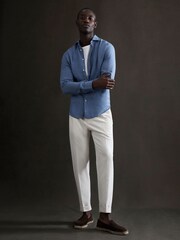 Reiss Airforce Blue Ruban Linen Button-Through Shirt - Image 3 of 5