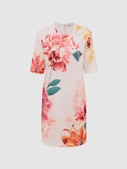 Reiss Pink Tory Floral Printed Mini Shift Dress - Image 2 of 5