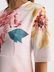 Reiss Pink Tory Floral Printed Mini Shift Dress - Image 4 of 5