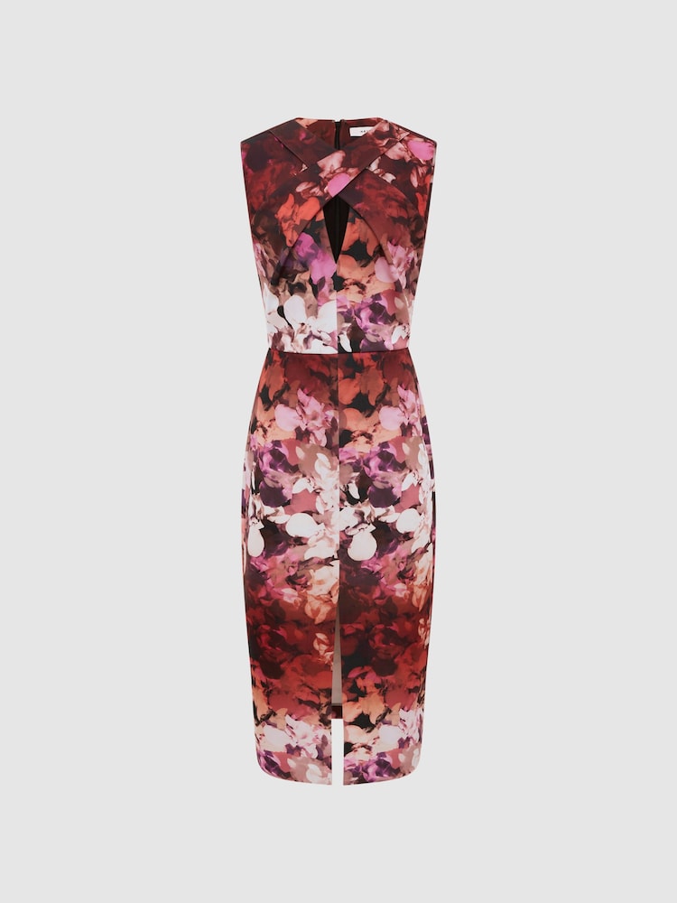 Reiss Berry Vega Floral Printed Bodycon Midi Dress - Image 2 of 6