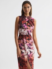 Reiss Berry Vega Floral Printed Bodycon Midi Dress - Image 3 of 6