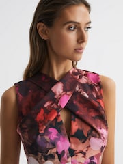 Reiss Berry Vega Floral Printed Bodycon Midi Dress - Image 4 of 6