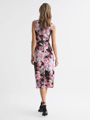 Reiss Pink Ella Floral Print Halter Midi Dress - Image 5 of 6