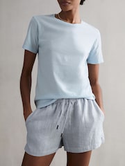 Reiss Blue Cleo Linen Drawstring Shorts - Image 1 of 4