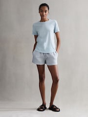 Reiss Blue Cleo Linen Drawstring Shorts - Image 3 of 4