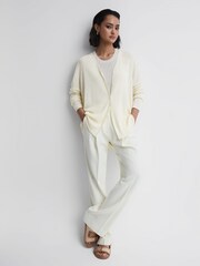 Reiss Cream Penny Linen Wool Cardigan - Image 1 of 5