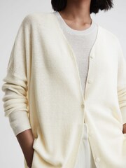 Reiss Cream Penny Linen Wool Cardigan - Image 3 of 5