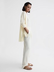 Reiss Cream Penny Linen Wool Cardigan - Image 4 of 5