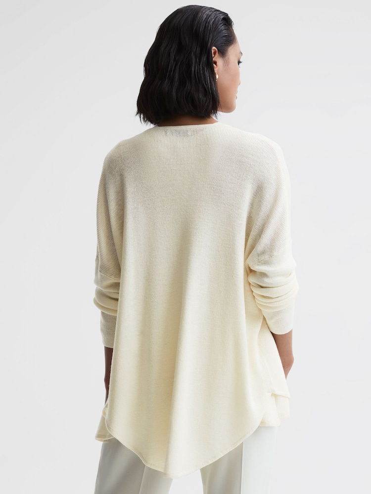 Reiss Cream Penny Linen Wool Cardigan - Image 5 of 5