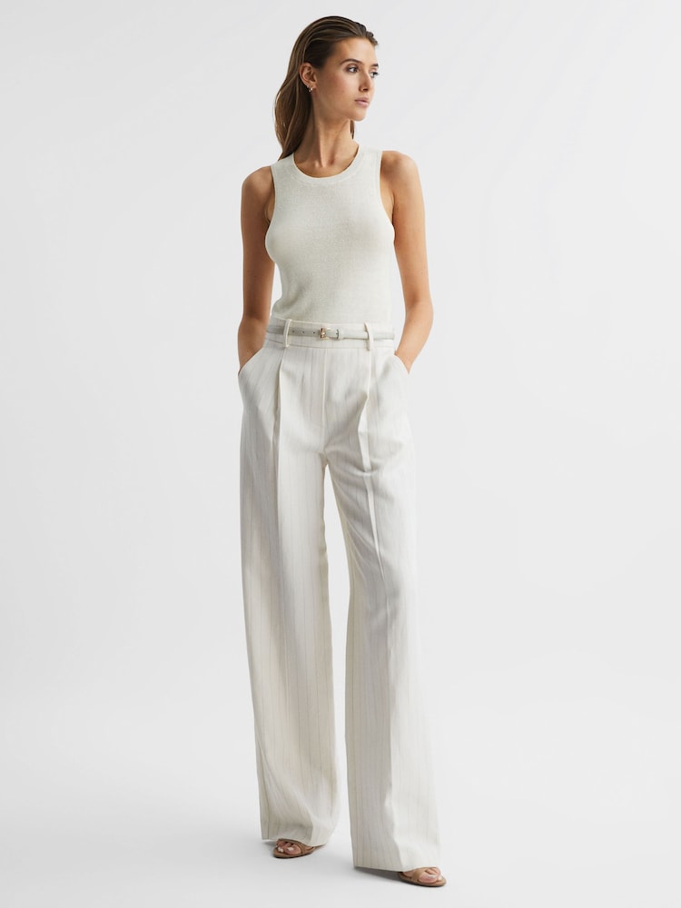 Creme - Reiss Piper Strick-Trägertop aus Leinen - Bild 1 von 7