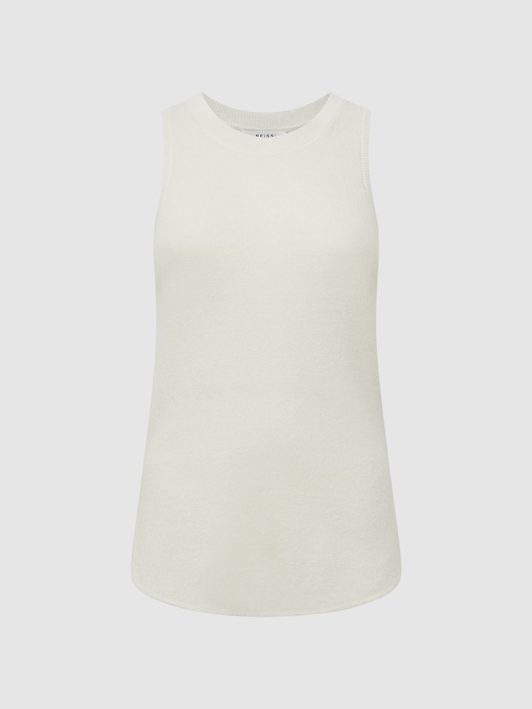 Creme - Reiss Piper Strick-Trägertop aus Leinen - Bild 2 von 7