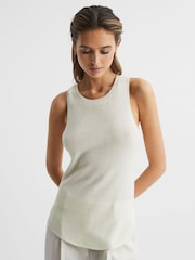 Creme - Reiss Piper Strick-Trägertop aus Leinen - Bild 3 von 7
