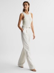 Creme - Reiss Piper Strick-Trägertop aus Leinen - Bild 7 von 7