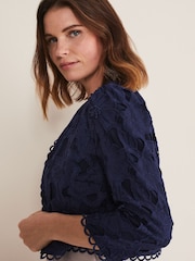 Phase Eight Blue Zita Lace Jacket - Image 4 of 6