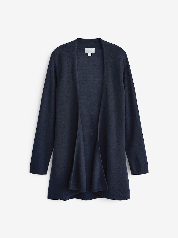 Pure Collection Blue Lightweight Cashmere Swing Cardigan - Image 3 of 3