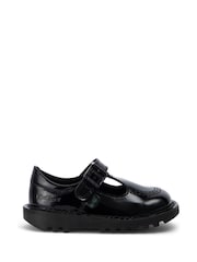 Kickers Black Patent Infant Leather T-Bar School Shoes - Image 1 of 7
