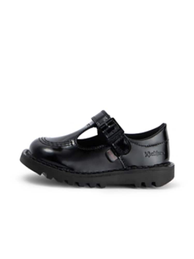 Kickers Black Patent Infant Leather T-Bar School Shoes - Image 2 of 7