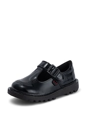 Kickers Black Patent Infant Leather T-Bar School Shoes - Image 3 of 7