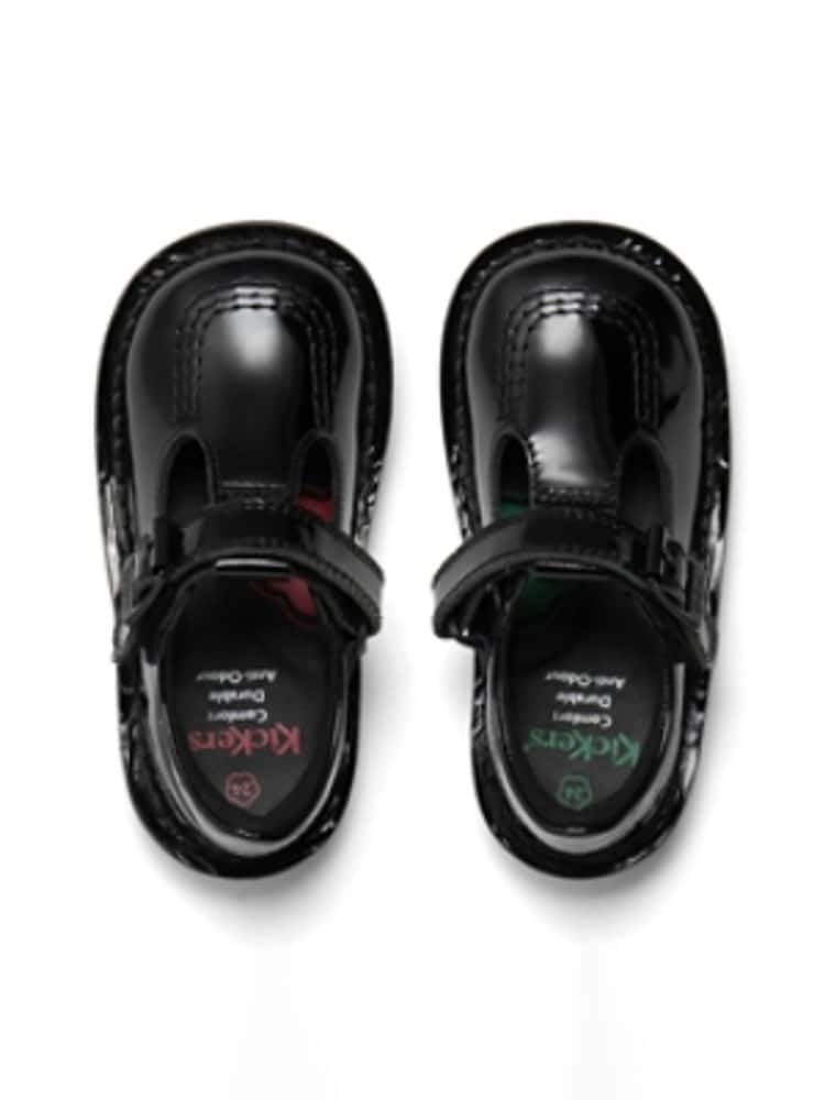 Kickers Black Patent Infant Leather T-Bar School Shoes - Image 7 of 7