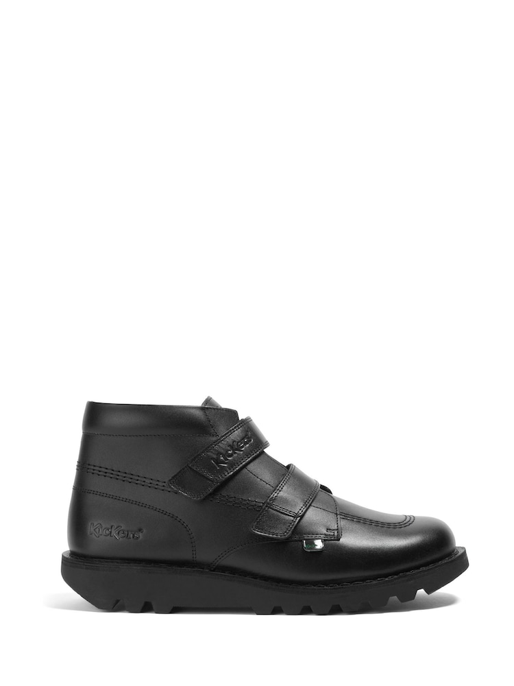 Kickers Black Youth Hi Velcro Leather Boots - Image 1 of 7