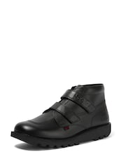Kickers Black Youth Hi Velcro Leather Boots - Image 2 of 7