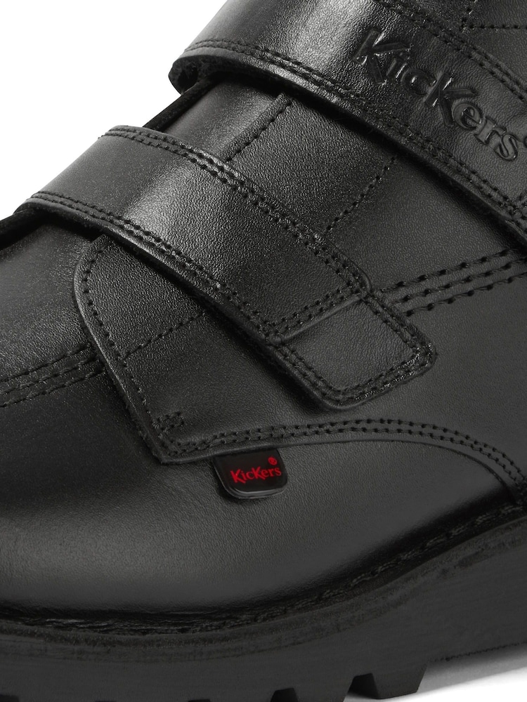 Kickers Black Youth Hi Velcro Leather Boots - Image 7 of 7
