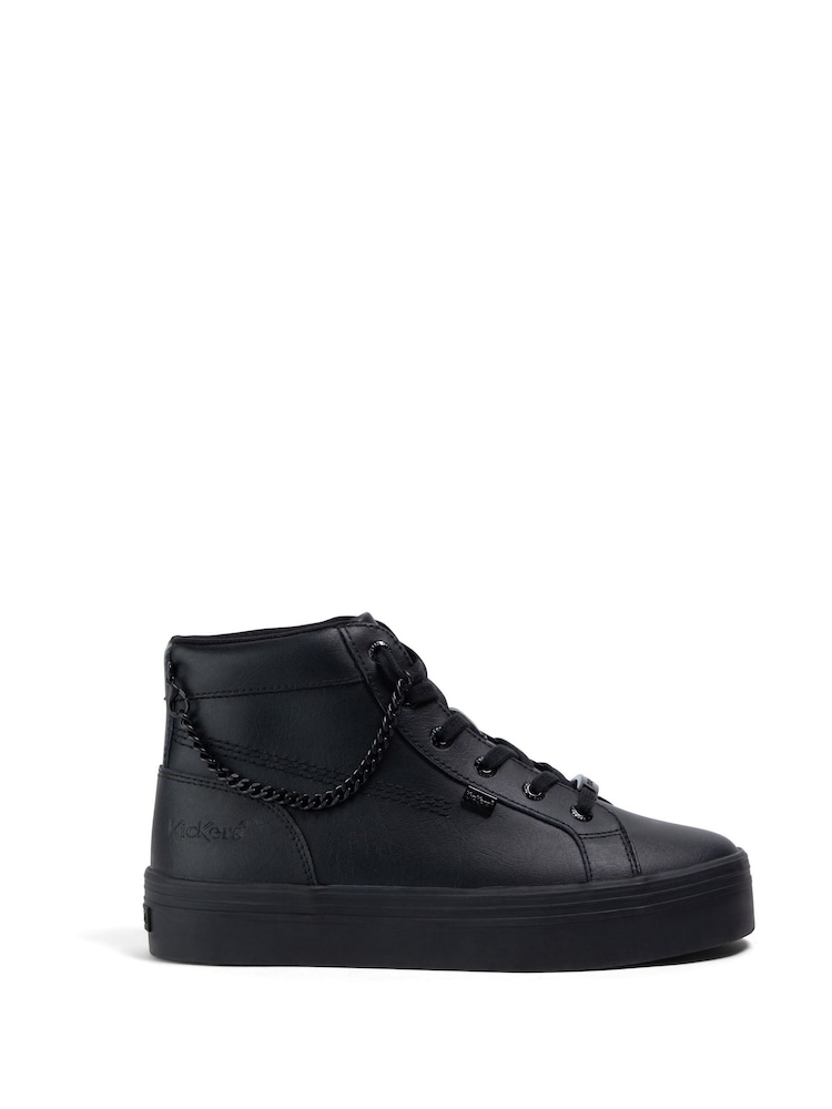 Kickers Black Youth Tovni Hi Stack Chain Leather Trainers - Image 1 of 6