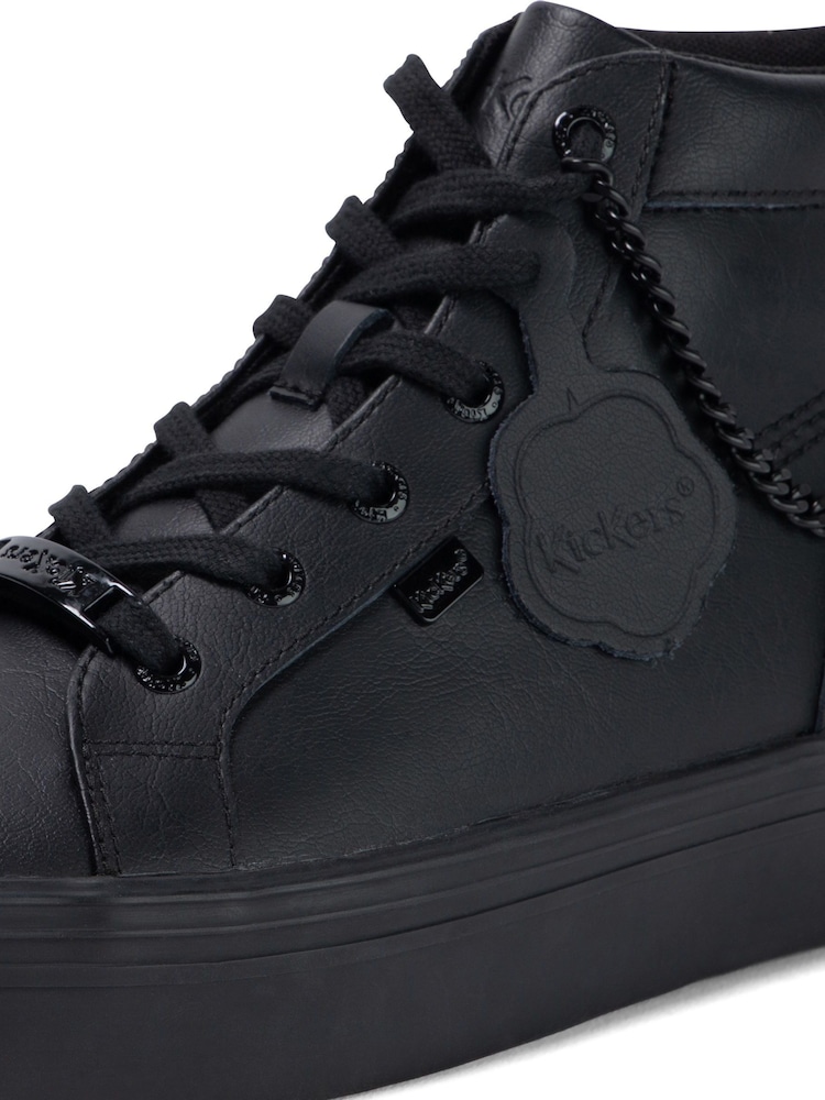 Kickers Black Youth Tovni Hi Stack Chain Leather Trainers - Image 6 of 6